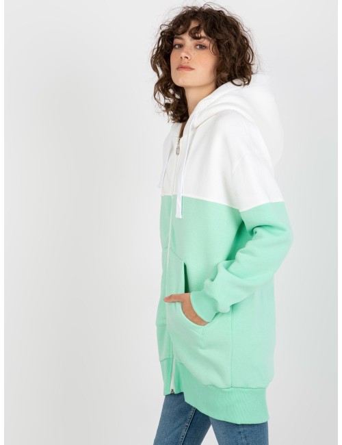 Ecru-szara dresowa długa bluza basic z suwakiem