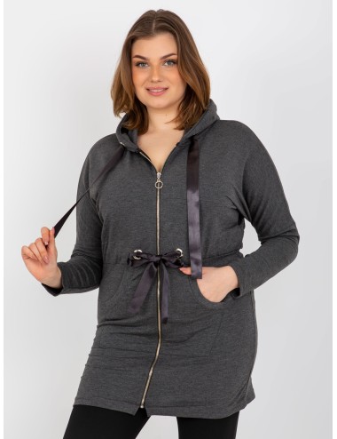 Długa rozpinana bluza plus size ze ściągaczem