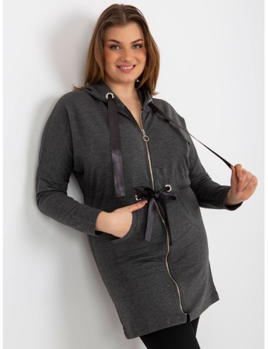 Długa rozpinana bluza plus size ze ściągaczem