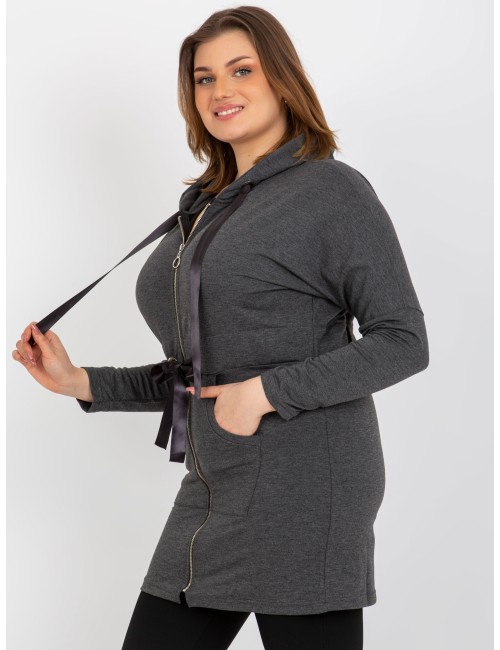 Długa rozpinana bluza plus size ze ściągaczem