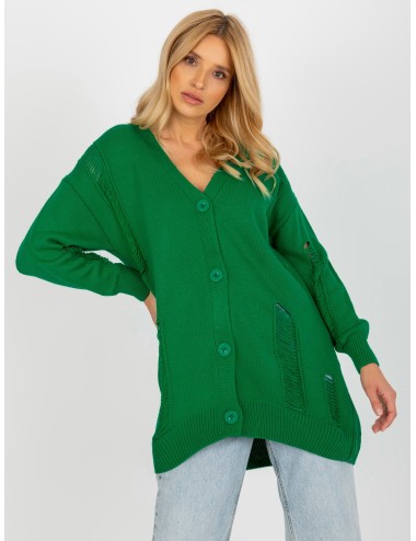 Sweter rozpinany oversize z dziurami RUE PARIS