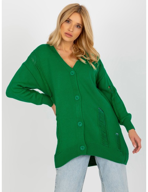 Sweter rozpinany oversize z dziurami RUE PARIS