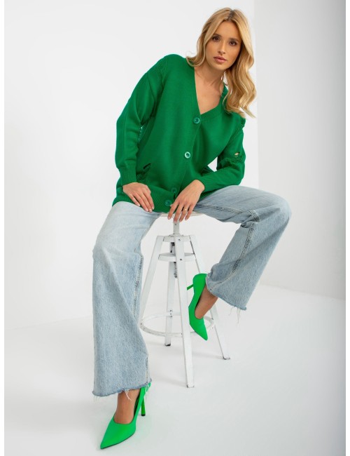 Sweter rozpinany oversize z dziurami RUE PARIS