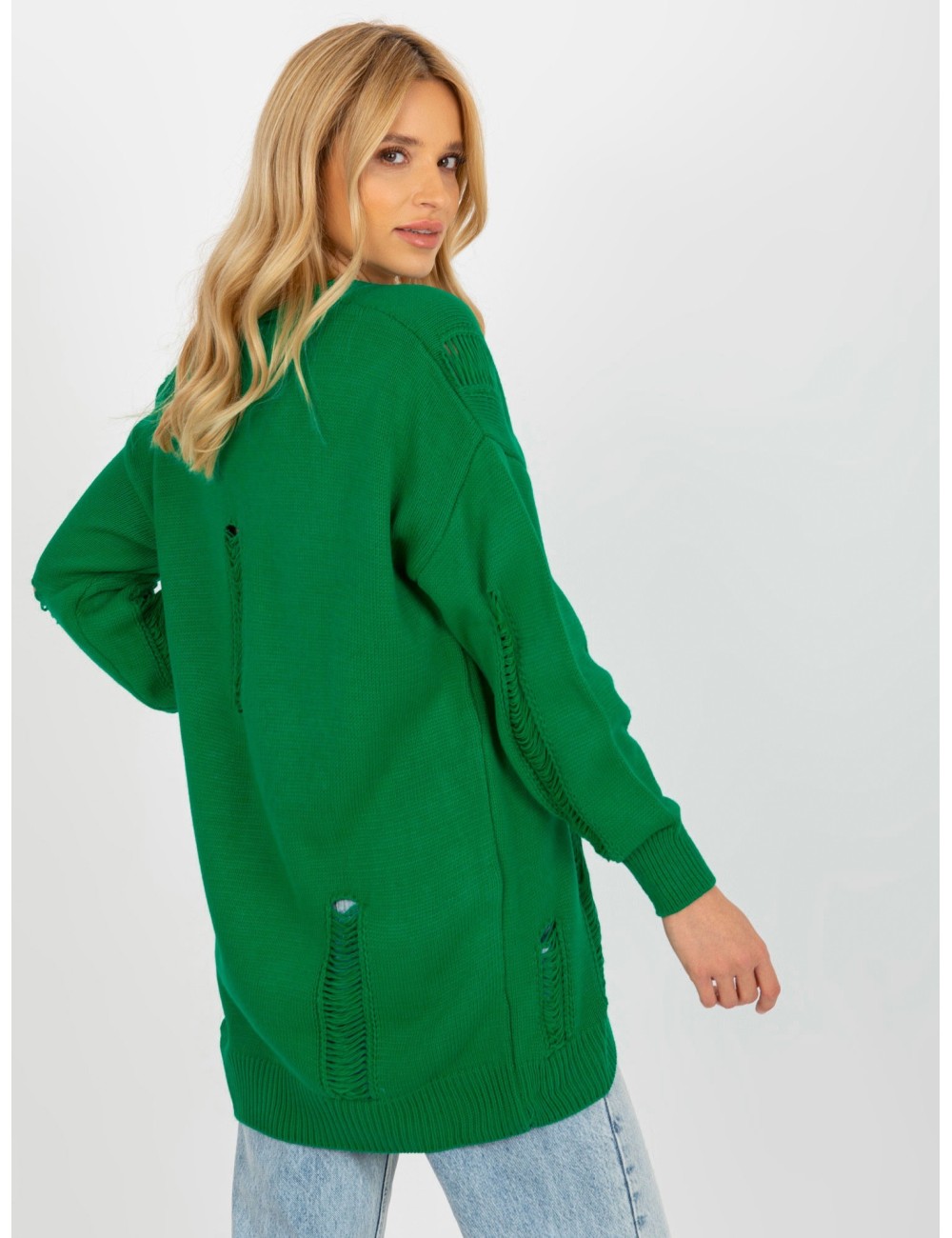 Sweter rozpinany oversize z dziurami RUE PARIS