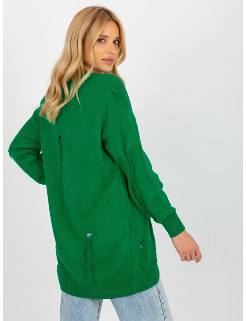 Sweter rozpinany oversize z dziurami RUE PARIS