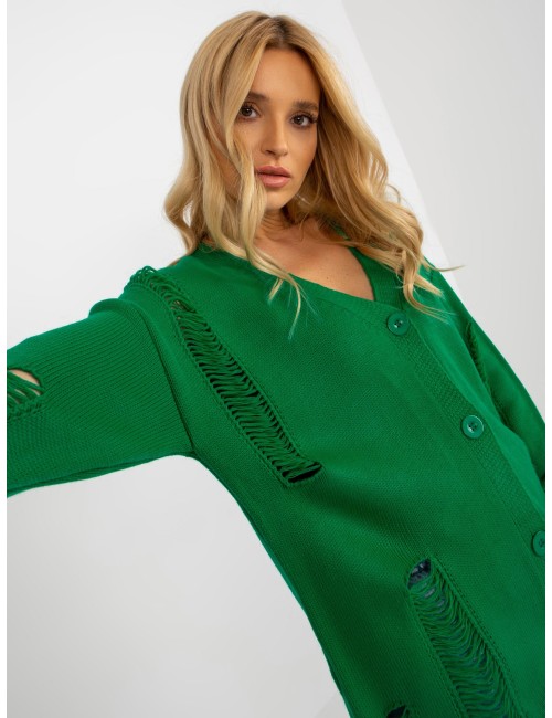 Sweter rozpinany oversize z dziurami RUE PARIS