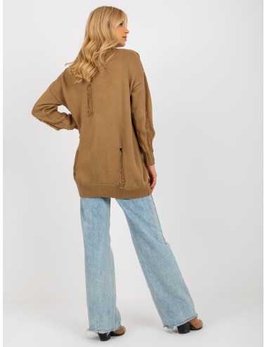 Sweter rozpinany oversize z dziurami RUE PARIS