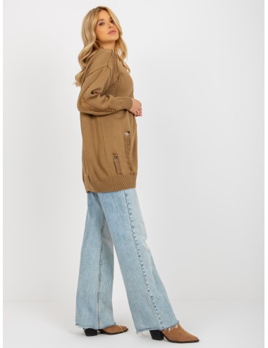 Sweter rozpinany oversize z dziurami RUE PARIS