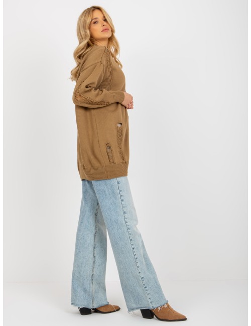Sweter rozpinany oversize z dziurami RUE PARIS