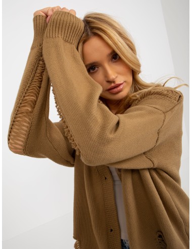 Sweter rozpinany oversize z dziurami RUE PARIS