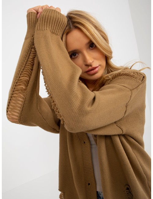 Sweter rozpinany oversize z dziurami RUE PARIS