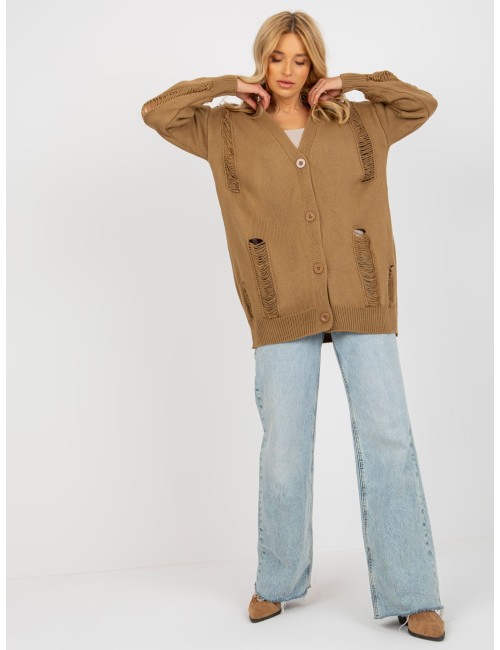 Sweter rozpinany oversize z dziurami RUE PARIS