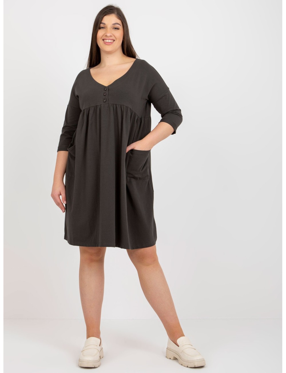 Dresowa sukienka plus size basic z kieszeniami