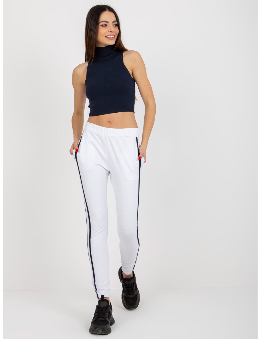 Dresowe spodnie basic z lampasami RUE PARIS
