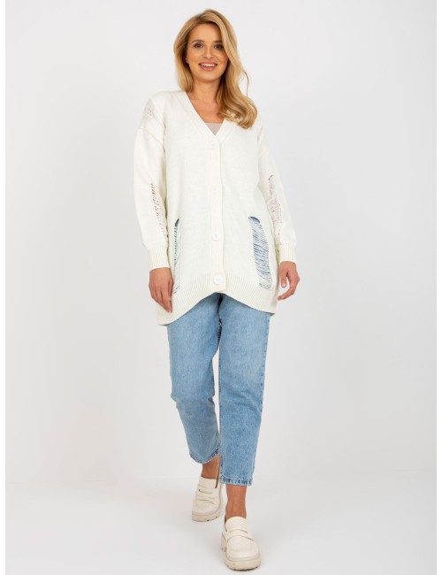 Sweter rozpinany oversize z dziurami RUE PARIS