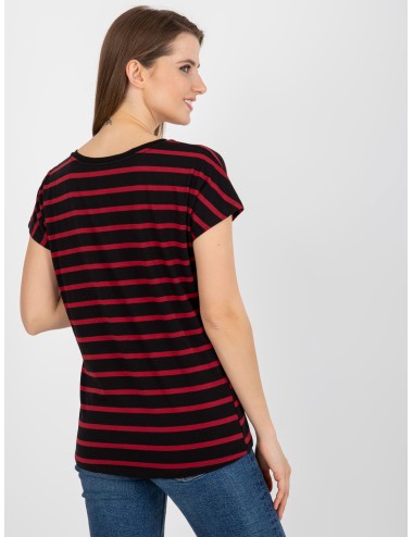 Damski t-shirt basic w paski z bawełny
