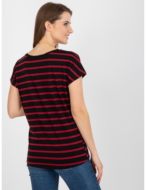 Damski t-shirt basic w paski z bawełny