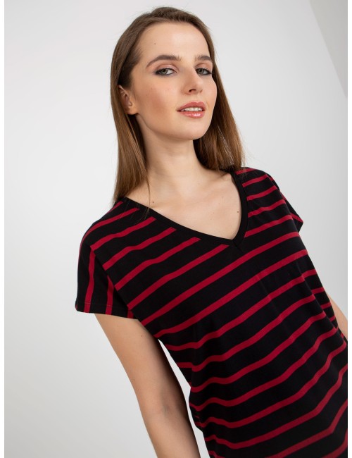 Damski t-shirt basic w paski z bawełny