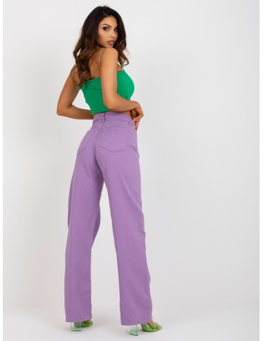 Fioletowe damskie szerokie spodnie jeansowe high waist