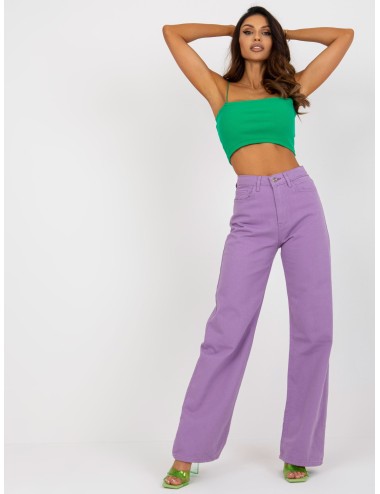 Fioletowe damskie szerokie spodnie jeansowe high waist