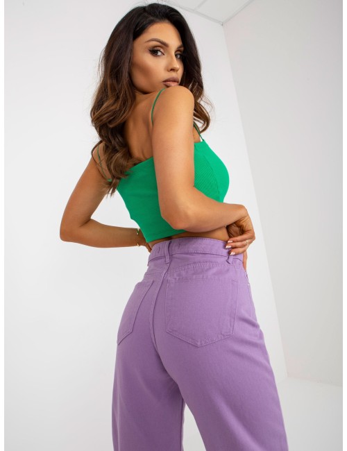 Fioletowe damskie szerokie spodnie jeansowe high waist