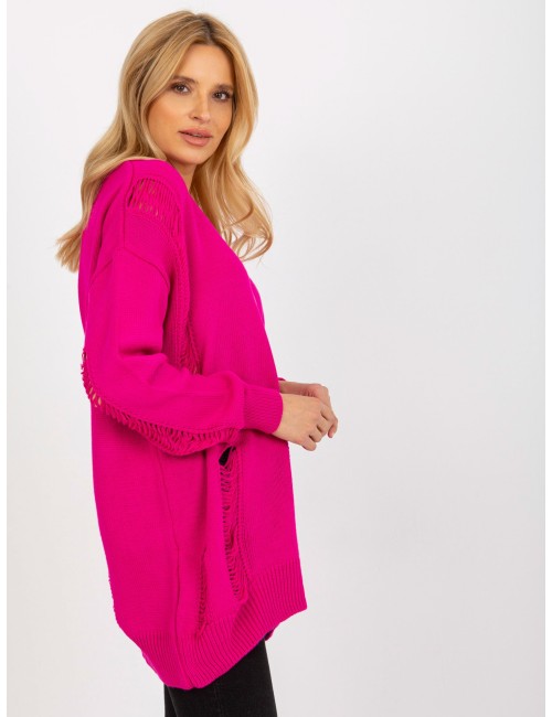 Luźny sweter rozpinany z dziurami RUE PARIS