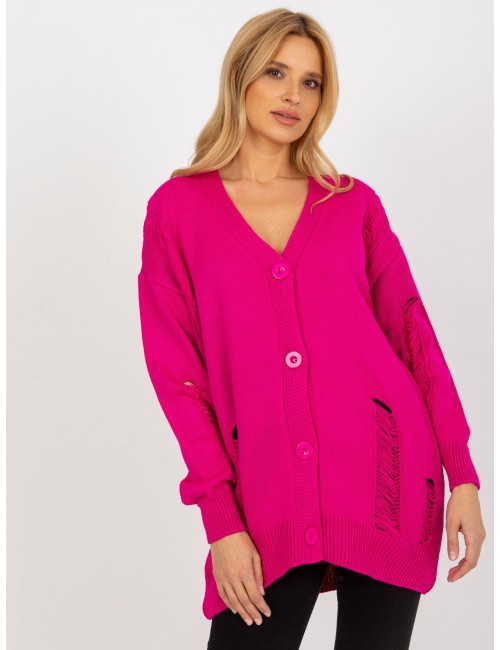 Luźny sweter rozpinany z dziurami RUE PARIS