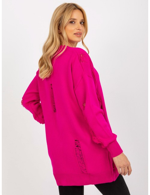 Luźny sweter rozpinany z dziurami RUE PARIS
