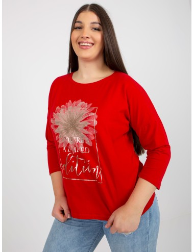 Damska bluzka plus size z napisem i dżetami