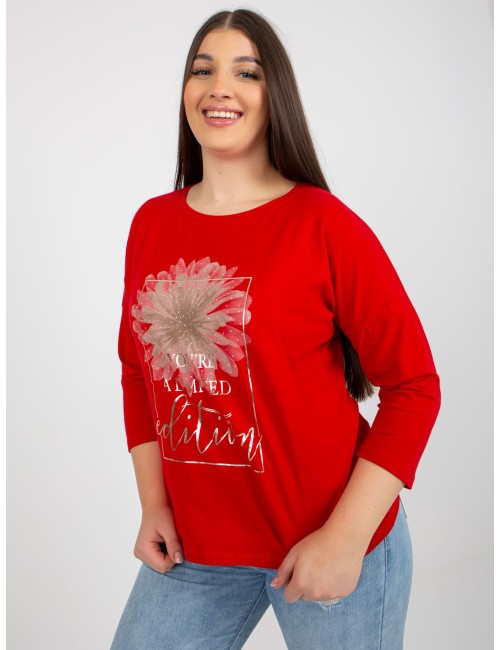 Damska bluzka plus size z napisem i dżetami