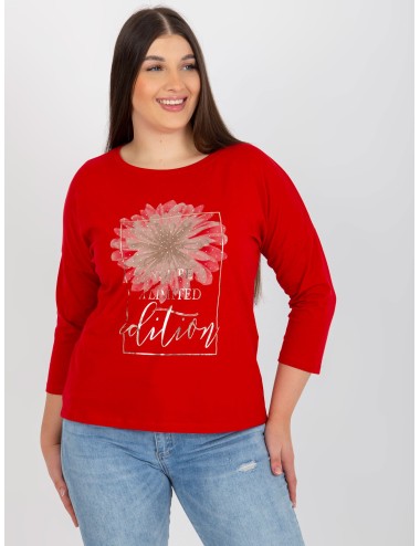 Damska bluzka plus size z napisem i dżetami