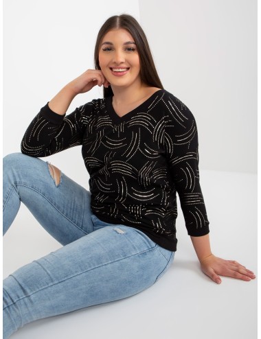 Khaki damska plus size z nadrukiem i dekoltem V