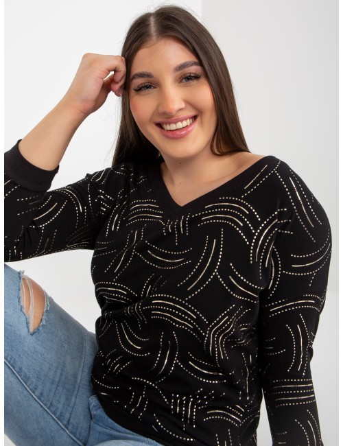 Khaki damska plus size z nadrukiem i dekoltem V