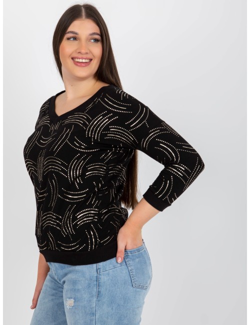 Khaki damska plus size z nadrukiem i dekoltem V
