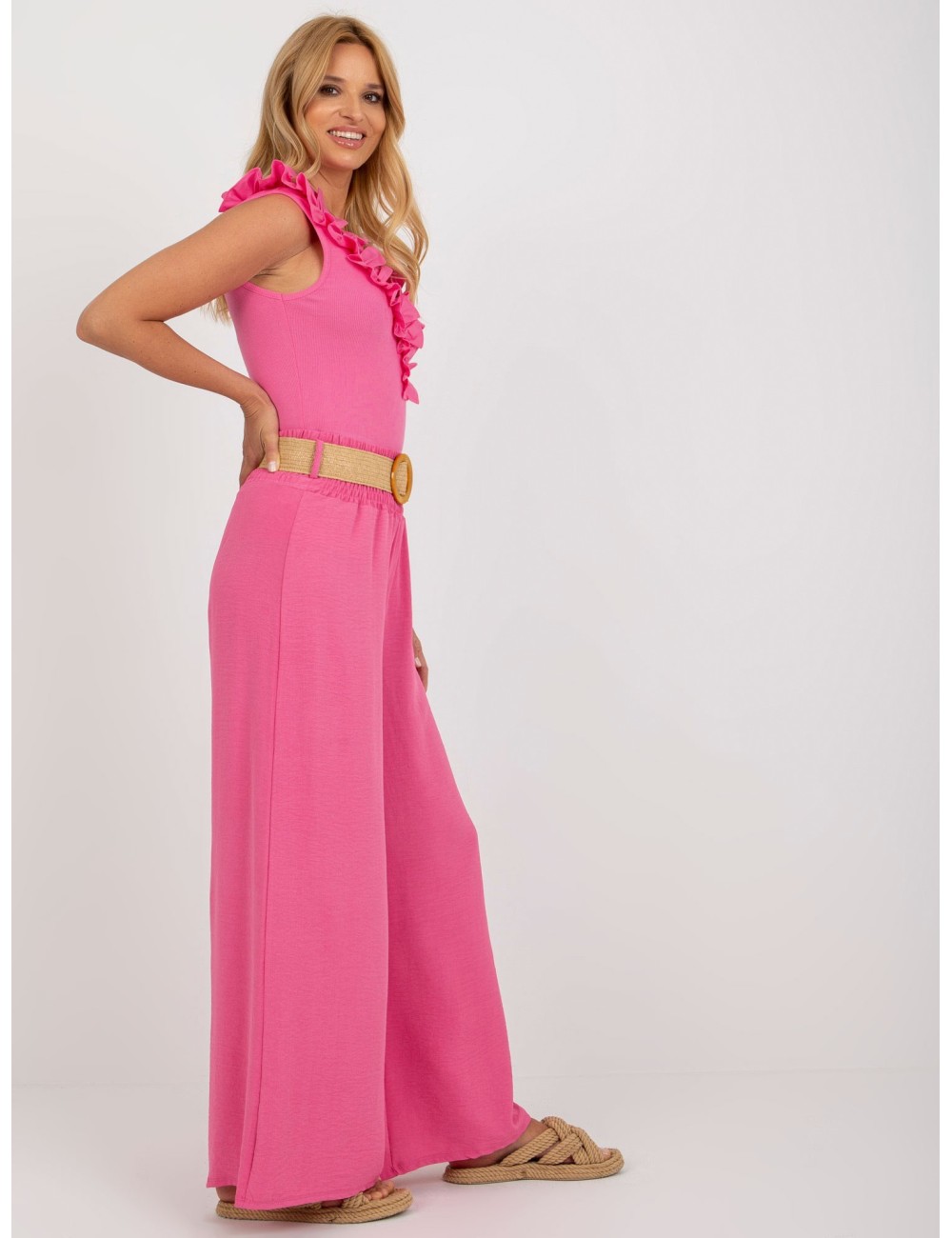 Spodnie z materiału palazzo high waist