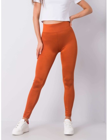 RUE PARIS Złote gładkie legginsy damskie