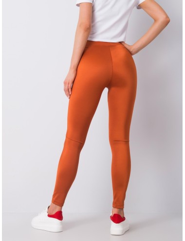 RUE PARIS Złote gładkie legginsy damskie