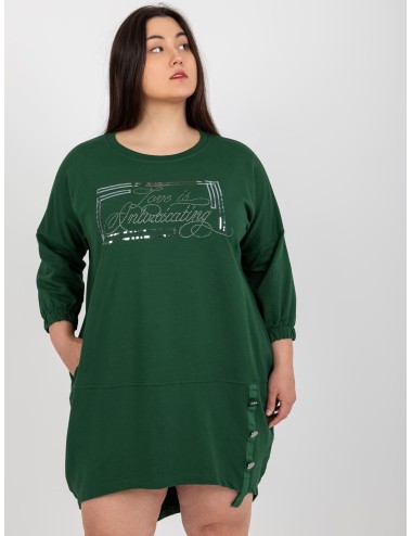 Khaki dresowa sukienka plus size na co dzień