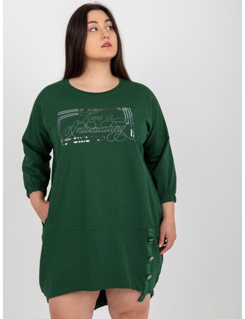 Khaki dresowa sukienka plus size na co dzień