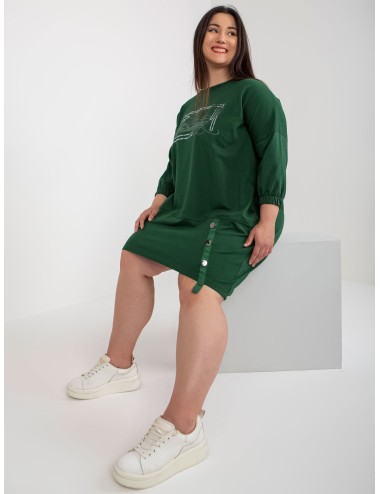 Khaki dresowa sukienka plus size na co dzień