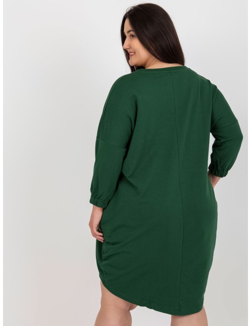 Khaki dresowa sukienka plus size na co dzień