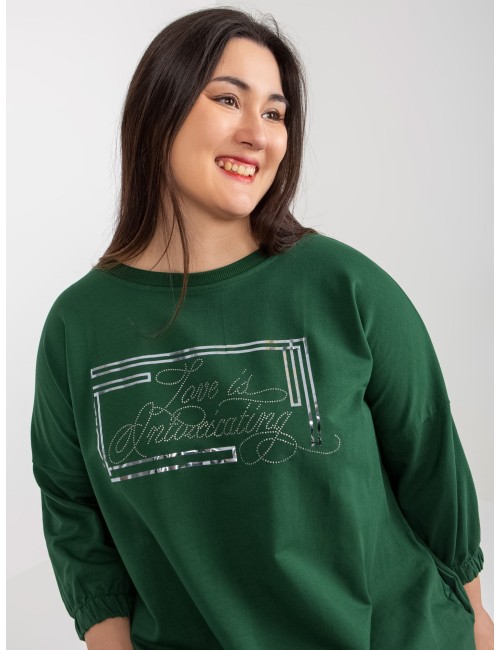 Khaki dresowa sukienka plus size na co dzień