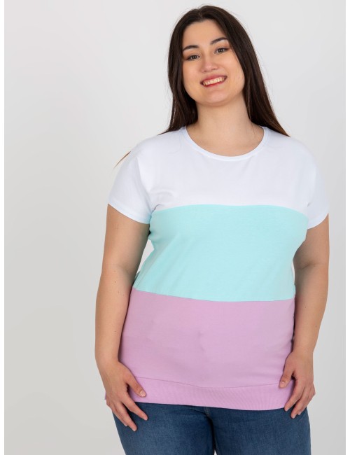 Biało-pomarańczowa bluzka plus size w paski