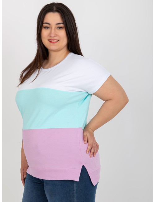 Biało-pomarańczowa bluzka plus size w paski