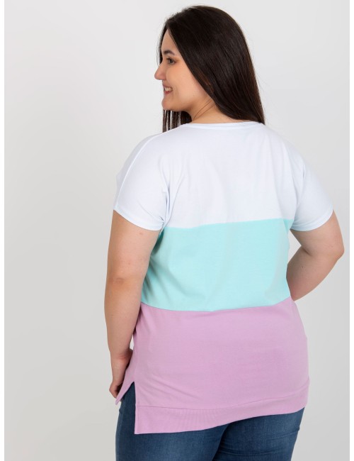 Biało-pomarańczowa bluzka plus size w paski