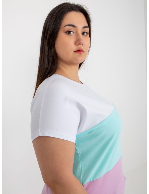 Biało-pomarańczowa bluzka plus size w paski