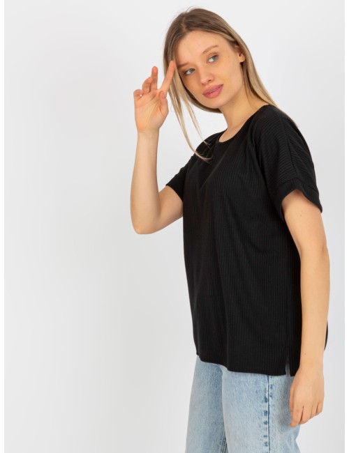 Prążkowana bluzka oversize z bawełny