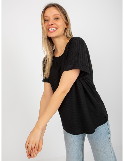 Prążkowana bluzka oversize z bawełny