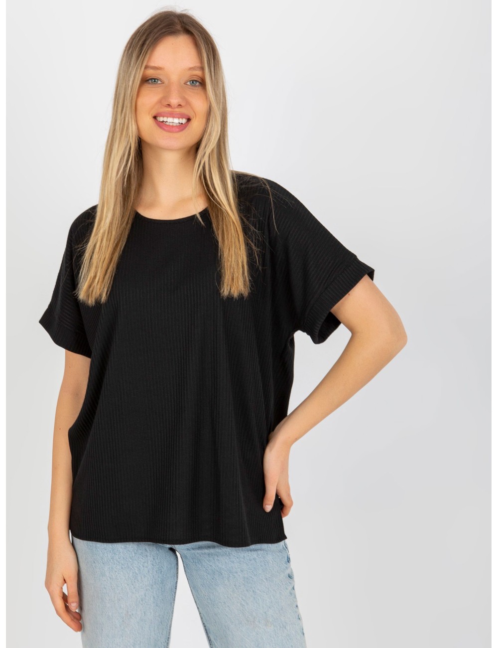 Prążkowana bluzka oversize z bawełny