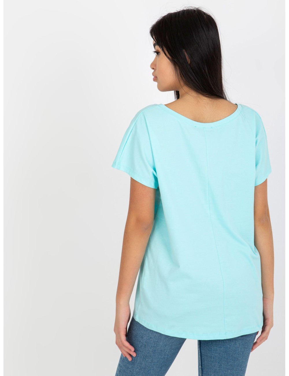 Jasnomiętowy klasyczny t-shirt basic z bawełny Emory